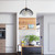 Cage Black Pendant Light Small, Wood and Iron Adjustable Cord