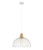 Cage White Pendant Light Timber, Variable Cord, Industrial