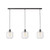 Black Bar 3 Light Pendant With Clear Glass Shade E27 25W