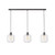 Black Bar 3 Light Pendant With Clear Glass Shade E27 25W