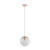 Single Sphere Glass Shade Pendant Light With Rose Gold Metalware E27 IP20 25W