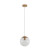 Single Sphere Glass Shade Pendant Light With Satin Brass Metalware E27 IP20 25W