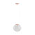 250mm Sphere Clear Glass Shade Pendant Light With Rose Gold Metalware E27 IP20 25W