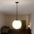 300mm Sphere Opal Glass Shade Pendant Light With Black Metalware E27 IP20 25W