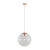 300mm Sphere Clear Glass Shade Pendant Light With Rose Gold Metalware E27 IP20 25W