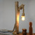 Rustic Design Table Lamp With Timber Body And Metal Base In Black Finish E27 60W