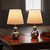 Set of 2 Touch Bedside or Table Lamps Chrome Metal Base and White Fabric Shade E27 60W