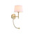 White Fabric Shade And Antique Brass Metalwork Wall Light With Flexible LED Light E72 60W