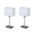 Set of 2 Fabric Shade Bedside/Table Lamp With Satin Nickel Base E14 40W