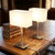 Set of 2 Fabric Shade Bedside/Table Lamp With Satin Nickel Base E14 40W