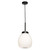 Pendant Light Black Metal Ribbed Matt Opal Glass 60W E27 205mm