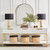 Table Lamp Travertine With Black Drum Shade B22 40W