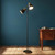 Floor Lamp Antique Brass/Black 2 Adjustable Head E27 25W 145cm