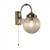 Wall Light Brass Ribbed Glass Globe E14 60W IP44