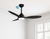132cm 52-inch Black DC Ceiling Fan With Light Smart Remote Control 3 Blade 36W