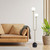 Floor Lamp Brass Opal Glass 2 Light G9 7W 130cm