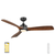 132cm 52-inch Black-Woodgrain DC Ceiling Fan With Light WiFi Remote 3 Blade 35W