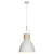 Industrial Pendant Light White Timber Detail 30cm E27 40W