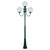 Lisbon Triple 30cm Spheres Curved Arms Tall Post Light - Green Finish / E27