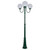 Lisbon Triple 25cm Spheres Curved Arms Tall Post Light - Green Finish / E27