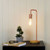 Copper Linear Table Lamp Base Teak with Arm