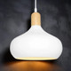 Pendant Light White With Timber 24cm E27 40W Pendant Light White With Timber 24cm E27 40W