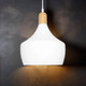 Pendant Light White Metal With Timber Accent 24cm E27 40W Pendant Light White Metal With Timber Accent 24cm E27 40W