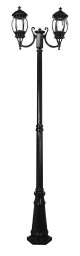 Vienna Twin Head Curved Arms Tall Post - Black Finish / B22 Vienna Twin Head Curved Arms Tall Post - Black Finish / B22