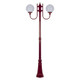 Lisbon Twin 25cm Sphere Curved Arms Tall Post Light - Burgundy Finish / E27 Lisbon Twin 25cm Sphere Curved Arms Tall Post Light - Burgundy Finish / E27