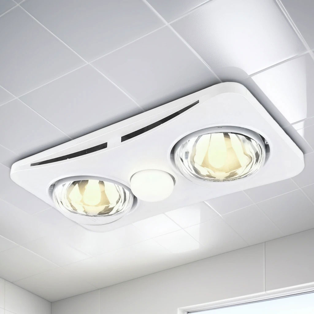 White 3-in-1 Bathroom Heater Fan Light 400mm Lighting Style