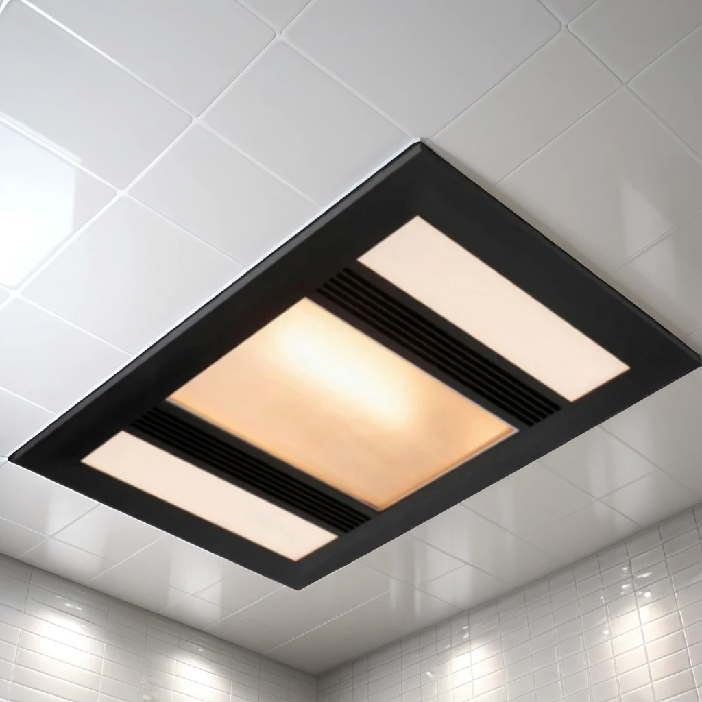 Matte Black 3-in-1 Bathroom Heater Fan Light 500mm Lighting Style