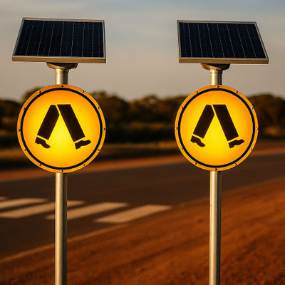Solar Pedestrian Signs Pair Motion Activated Backlit Sign Heavy Duty ...