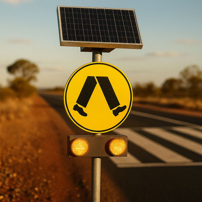 Solar Pedestrian Sign Motion Activated Flashing Lights Heavy Duty ...