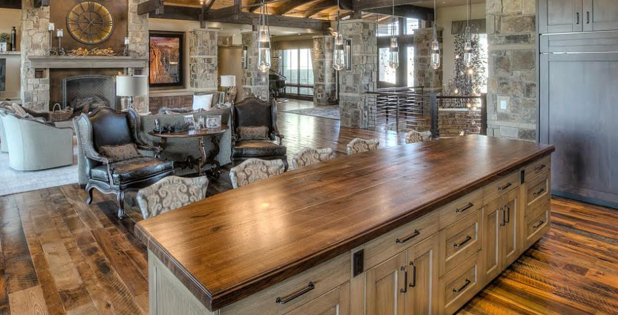 Walnut Edge Grain Butcher Block Island || Roman Ogee Profile, Everlast Varnish Finish