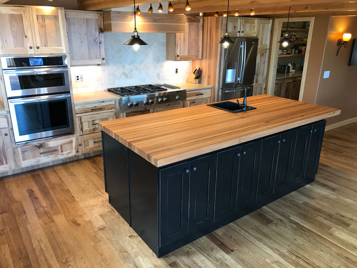 calico hickory butcher block kitchen island countertop armani fine woodworking