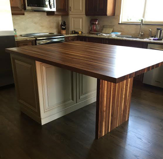 rustic walnut kitchen island countertop by armani fine woodworking