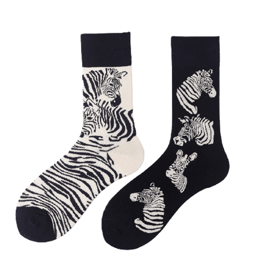 גרביים בעיצוב חיות - זברה