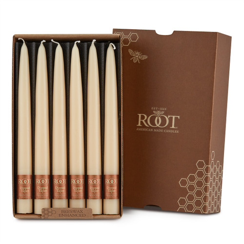 9" Dipped Taper Candle Buttercream Box of 12 Candles