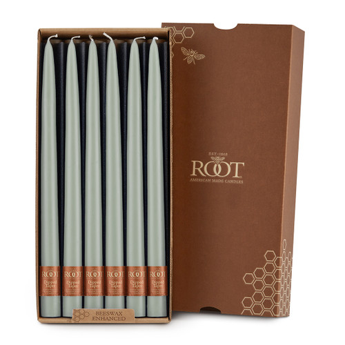 12" Dipped Taper Candle Sage Green Box of 12 Candles