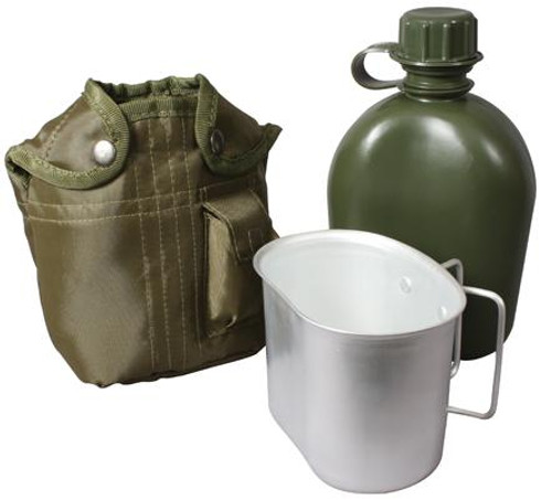 Rothco 3 Piece Canteen Kit With Cover & Aluminum Cup - Olive Drab
