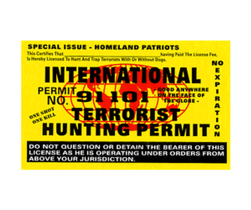 Bumper Sticker - Terrorist Hunting Permit