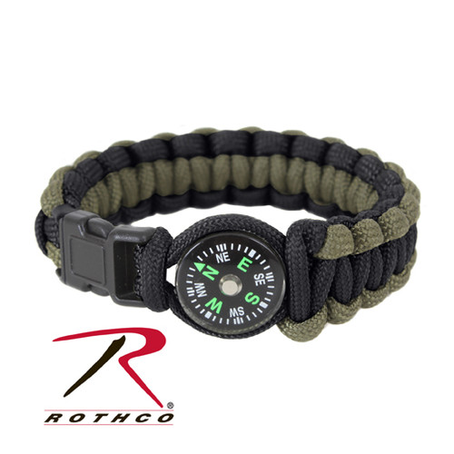 Rothco Paracord Bracelet/Compass - Olive Drab/Black