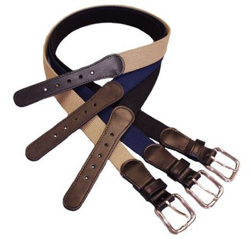Boston Leather 6270-20 1.25" Leather Tipped Cotton Belt - Tan