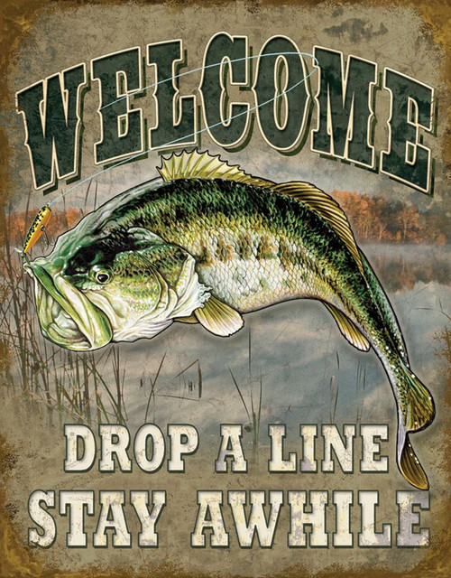 Tin Sign 1669 Welcome Bass Fishing