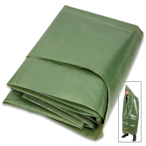 German NVA Olive Drab Rain Cape With Hood