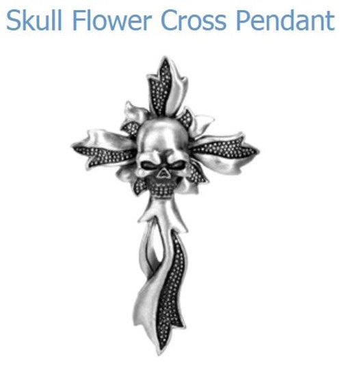 YTC Summit 2599 Skull Flower Cross Pendant