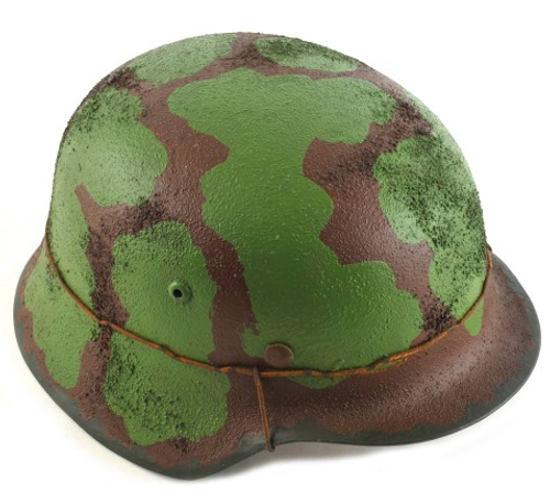 German WW2 M35 Steel Helmet Green Brown Camouflage w/Texture Wire