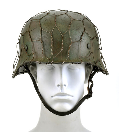 German SS Helmet With Period Correct Chicken Wire