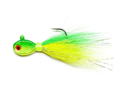 Mustad Saltwater Tamer Bucktail Jig (Color: Chartreuse & Lime)