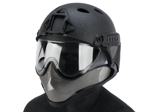 WARQ Full Face Protection "Raptor" Helmet System (Color: Black / Clear Lens)